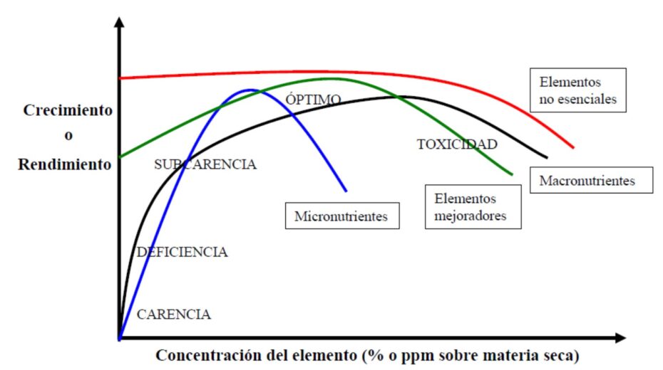 Curva del estado nutritivo de la planta